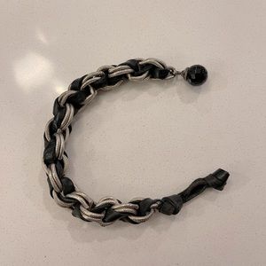 Leather and silver bracelet